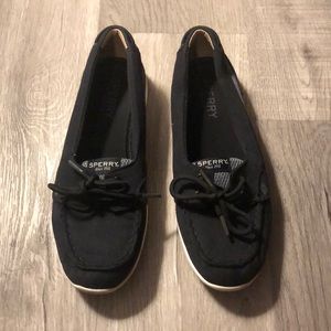 Black and Grey Sperry Boat Shoes 8.5